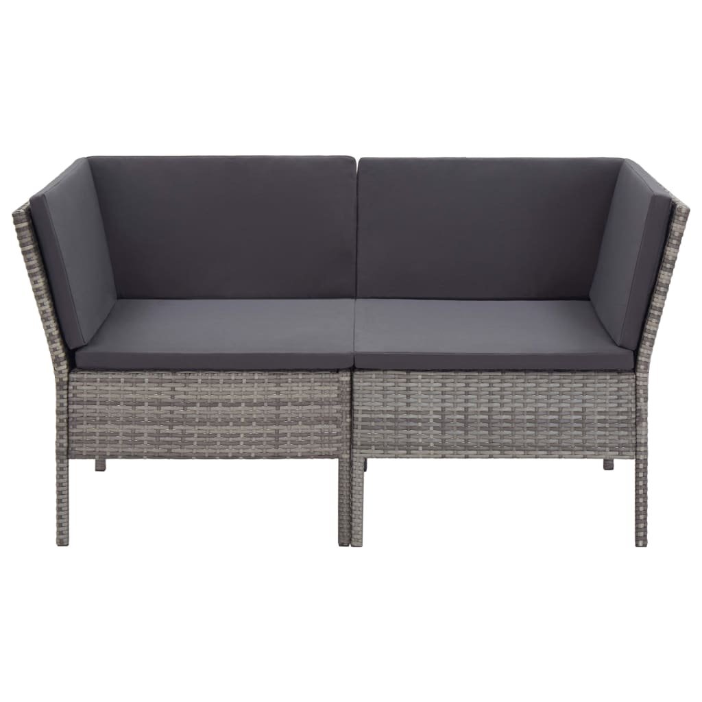 6 Piece Garden Sofa Set with Cushions Poly Rattan Grey