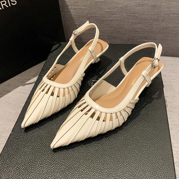 Fashion Retro Women Shoes Summer High Heels Sexy Pump Pointed Wedge 2025 Sandals Ladies Crossdressers Toe Beige Latest Closed African