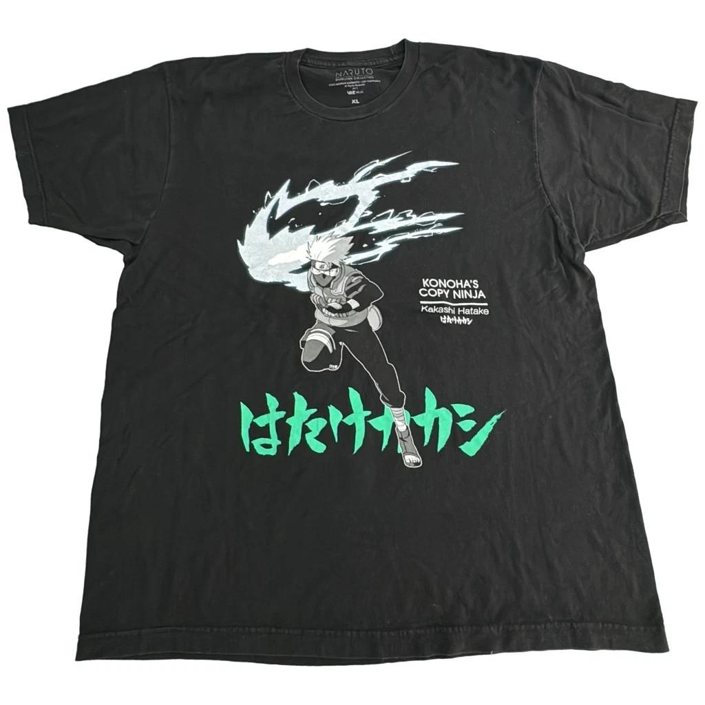 Naruto Shippuden Kakashi Hatake Graphic T-Shirt XL Black Tee L