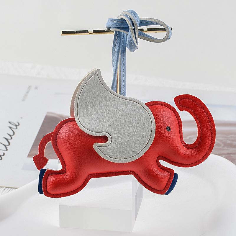 Handcrafted Leather Elephant Keychain: Cute Gift Bag Charm & Pendant
