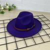 New European and American top hat gentleman's hat flat brim solid color hat retro jazz hat panama belt top hat