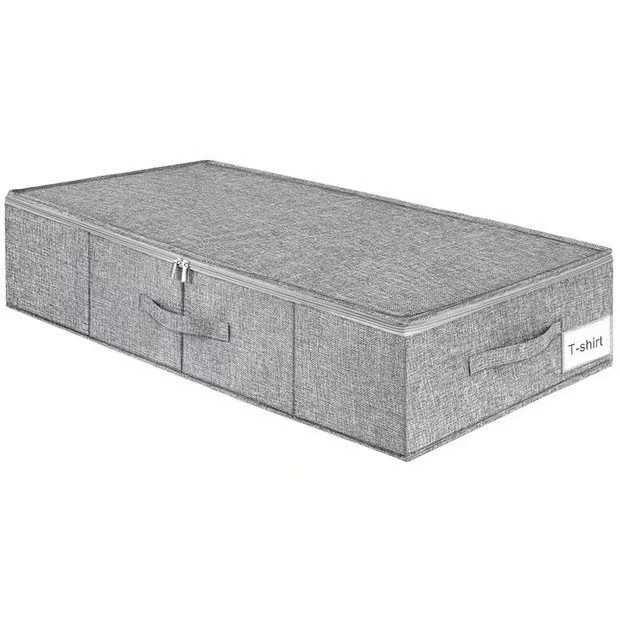 Foldable Dustproof Fabric Shoe Storage Box with Lid and Compartment