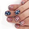 24Pcs Press On Nail Short Square False Nail Manicure Nail Decoration Full Cover Acrylic Nail for Independence Day