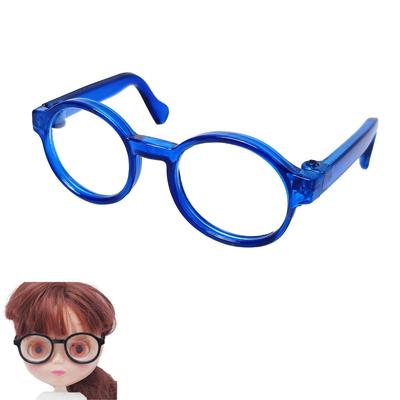 DOYOUCOTO Glasses Plush Doll, Chibi Plush, Oshikatsu, Round Glasses, Mini Doll Parts, Small Plush Toy, Pet Figure, Handmade Material (Clear Navy