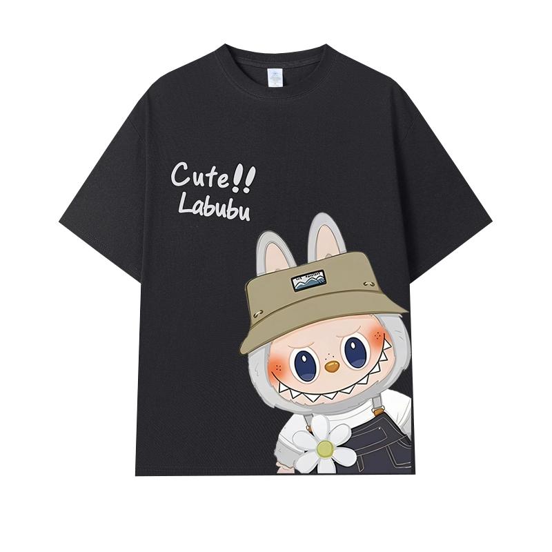 Cartoon Monster Elf Labubu Kids Printed T-shirt Summer Men's and Women's Casual Outdoor Girl Short Sleeved T-shirt Top