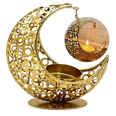 Eid Mubarak Candle Holder Metal Moon Candle Holder Home Islamic Muslim Party Decor Ramadan Candle Stand for Eid Al Adha Gifts