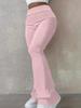 Women's Mid Rise Flare Pants Slim Fit Solid Color Polyester Spandex Casual Sports Long Trousers