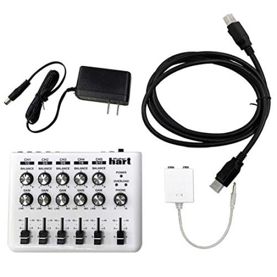 Maker Hart Loop Mixer Stereo Audio Mixer 5-Channel (Full Set, White)