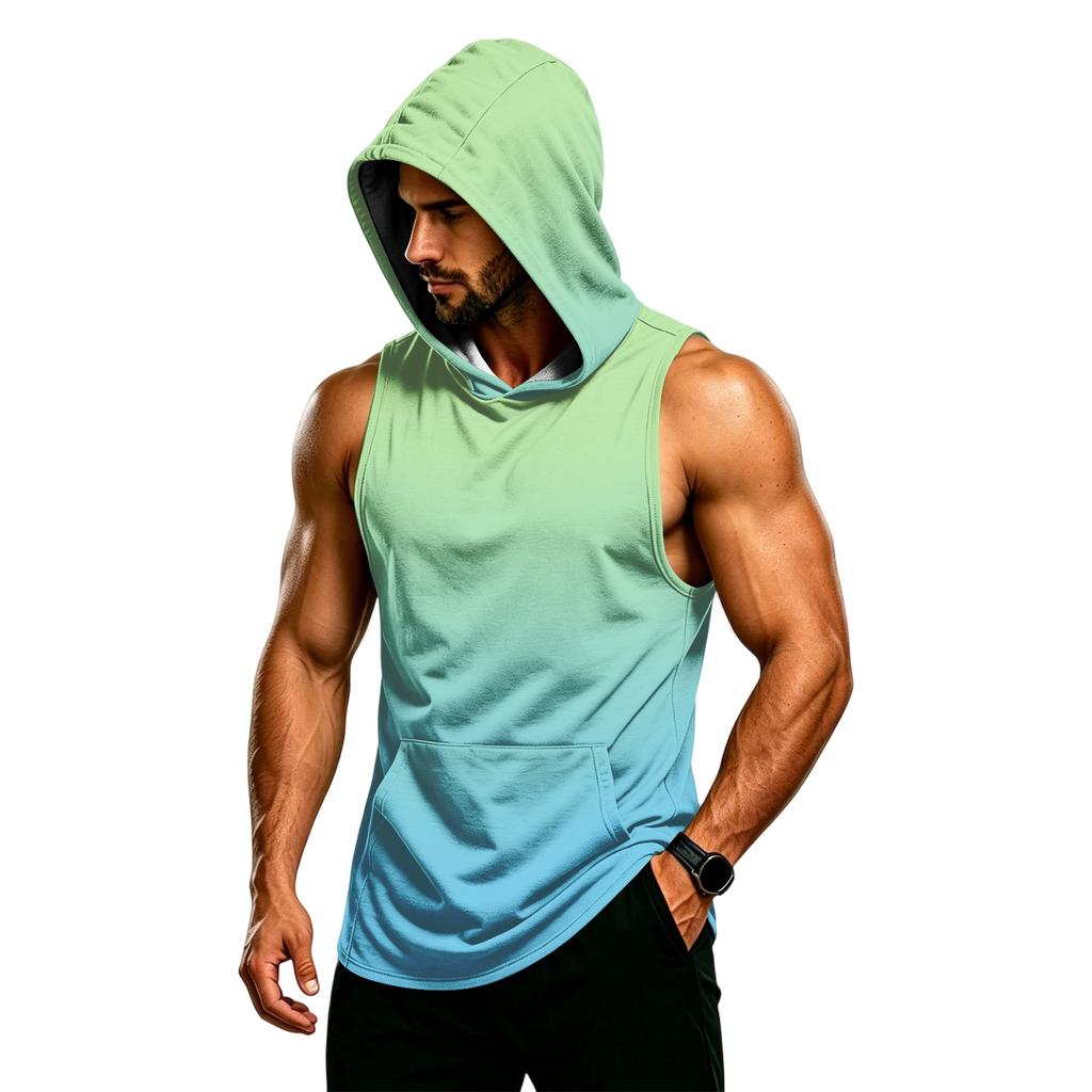 Men's Muscle Fit Sleeveless Hoodie Tank Top Gym Workout Breathable Quick Dry Athletic Vest for Training