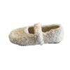 Plush Warm Flat Shoes Autumn and Winter New Round Toe One Strap Soft Sole Non-slip Cotton Shoes