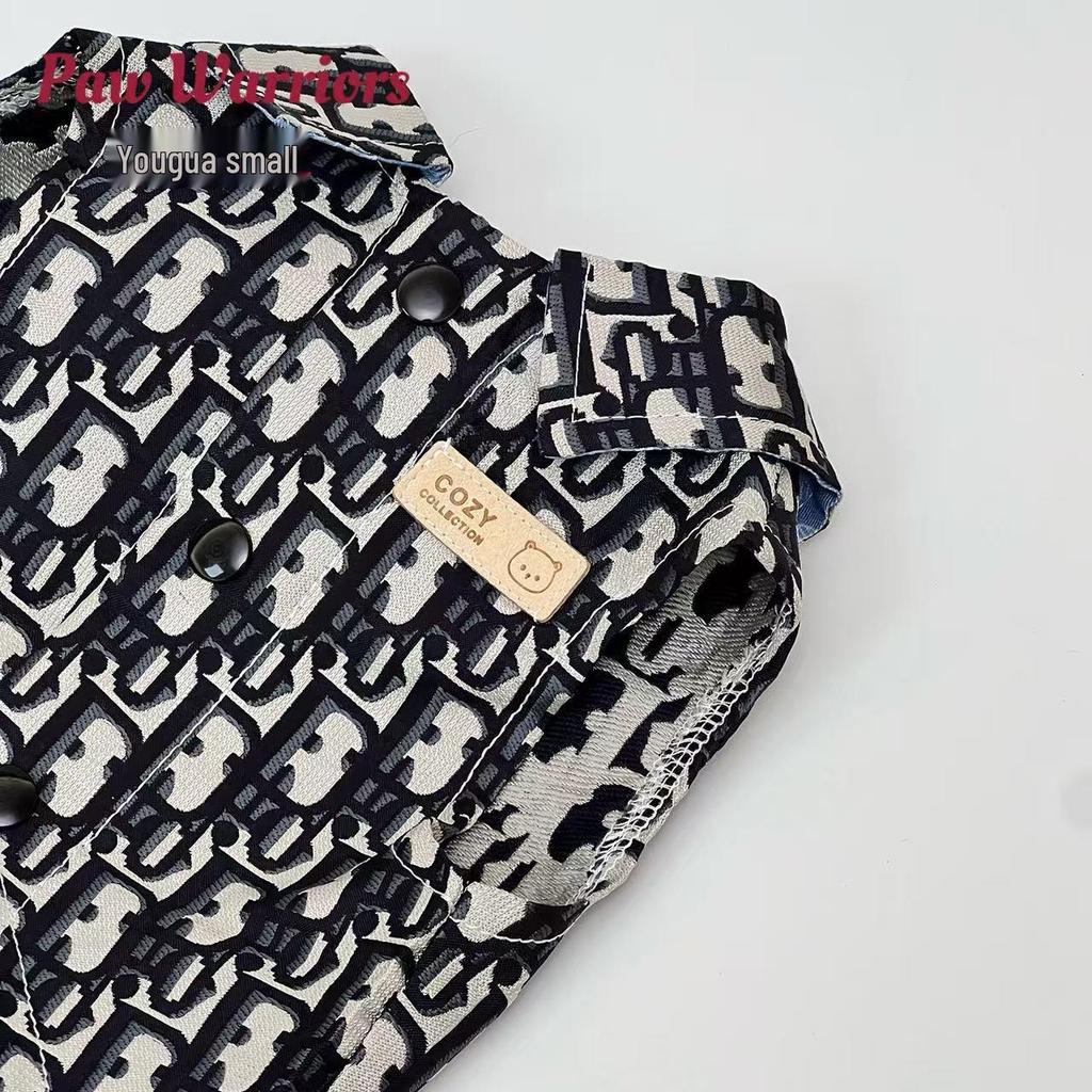 Luxuriöse Jeansweste ohne Ärmel für Hunde - Passend für Golden Retriever, Teddy, Bichon, Schnauzer, Corgi