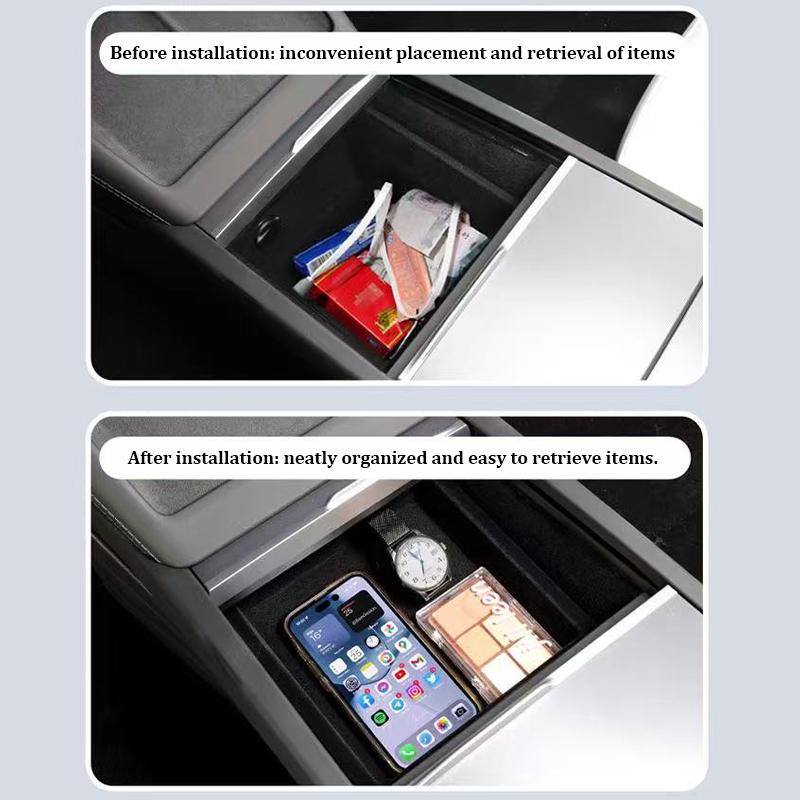 For Tesla Model YL Model Y Juniper 2025-2026 Center Console Armrest Storage Box Stowing Tidying Lower Bottom Mats Organizer Tray