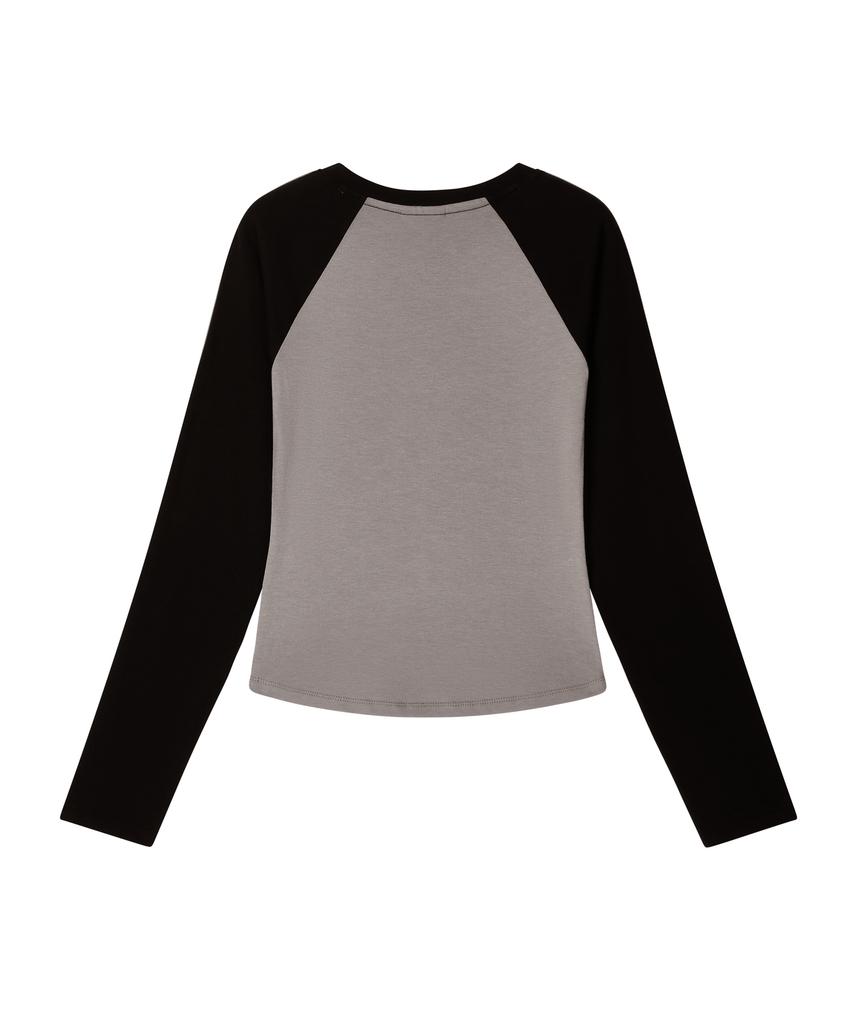 1993STUDIO W Track Line V-Neck Long Sleeve_Gray