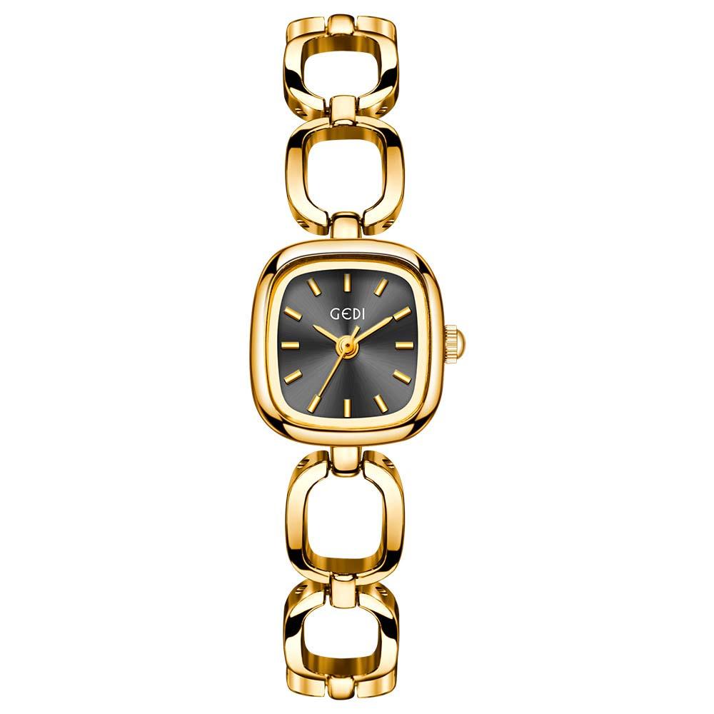 GEDI Luxury Woman Watches Skeleton Bracelet Type Elegant Square Small Dial Quartz Watch Ladies Quartz Watch Gifts