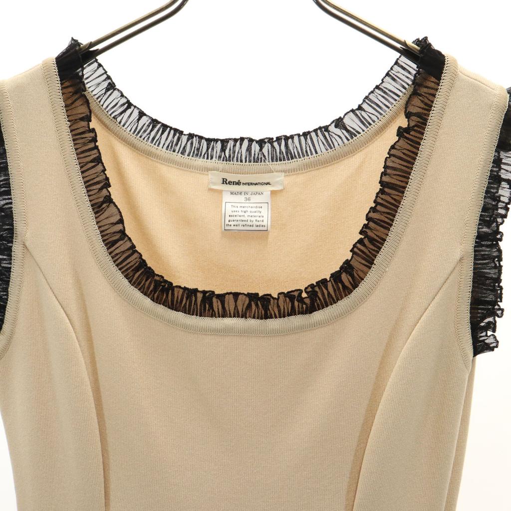 Rene No Sleeve Knit One Piece 36 Beige Women Used