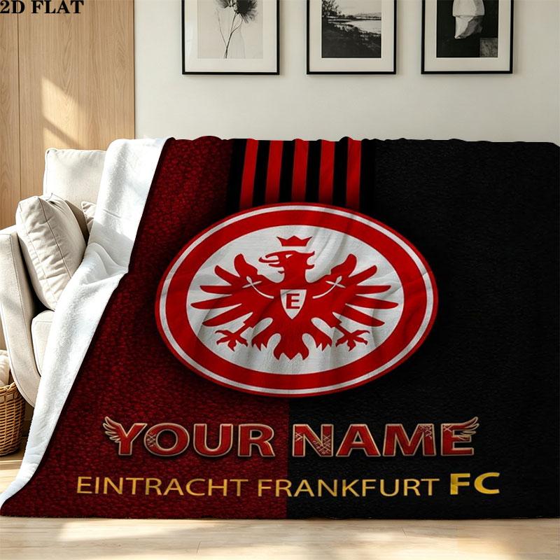 1PC Eintracht Frankfurt Custom Name Patterned Flannel Blanket Suitable For All Seasons for Home Decor Warmth and Comfort Gifts Holiday Present