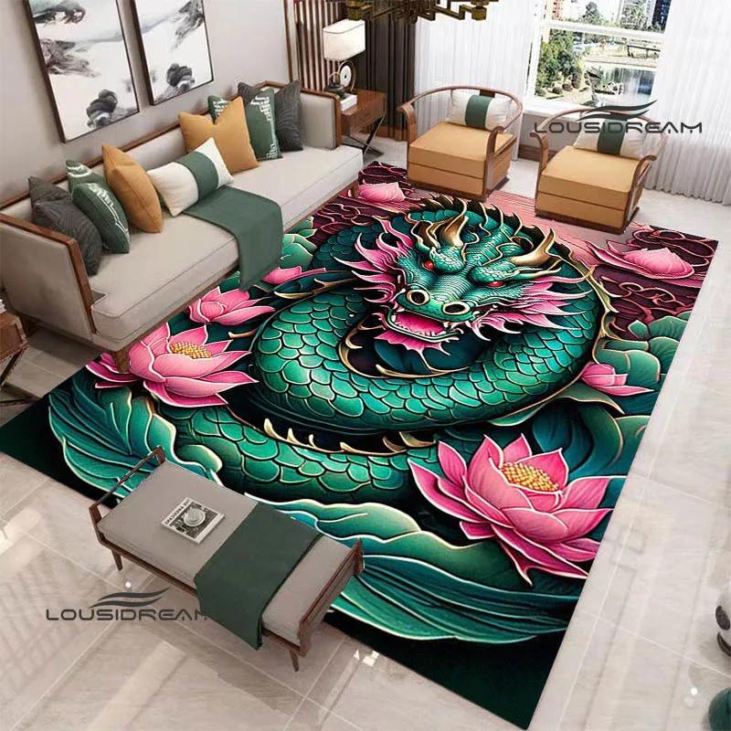 3D Retro dragon printed carpet kitchen mats Non -slip carpet outdoor carpets area rug bedroom decor birthday gift