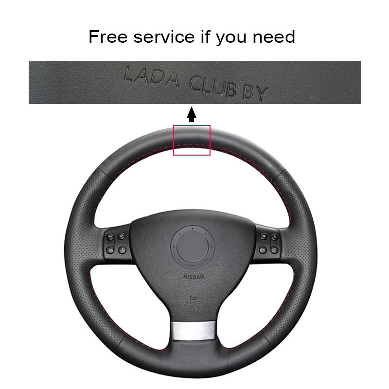 CARDAK Black Artificial Leather Car Steering Wheel Cover for Volkswagen Golf 5 Mk5 Passat B6 Mk5 Tiguan 2007-2011