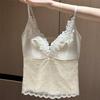 Thermal Vest Underwear Women's with Chest Pad Soft Support Satin Autumn and Winter French Romantic Lace Inner Sling