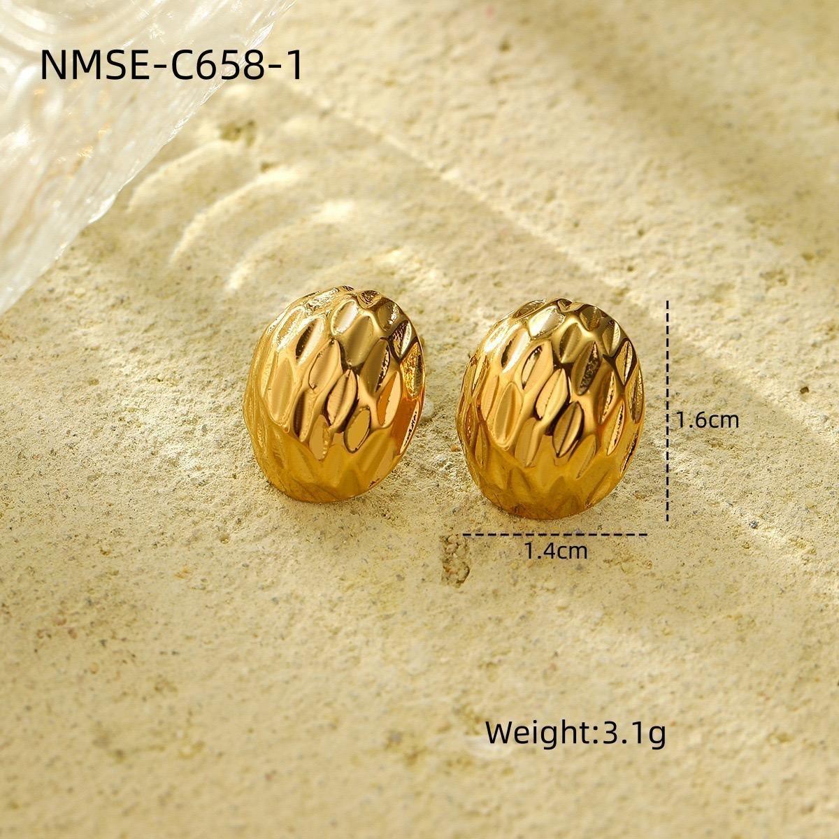 GEMCHIC Women s Textured Oval Geometric Stainless Steel Stud Earrings