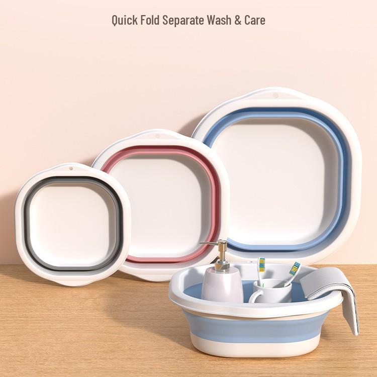 Large Foldable Silicone Basin: Multipurpose for Vegetables, Face, Feet, & More. Ideal for Dorms.
