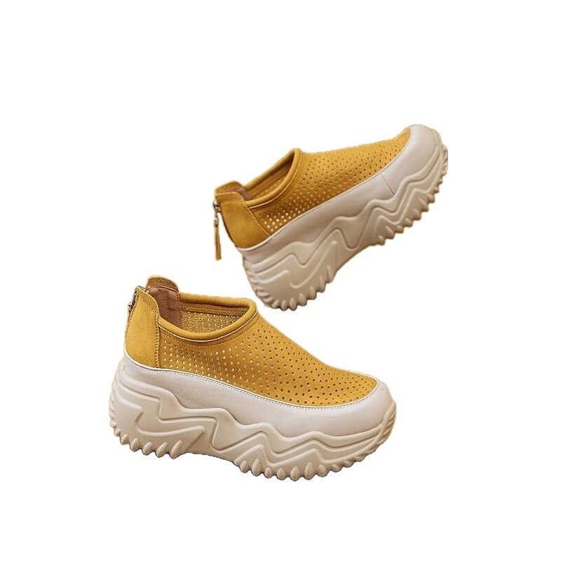 Breathable sandals children's 2025 new summer mesh single shoes versatile height increase hollow hole casual shoes