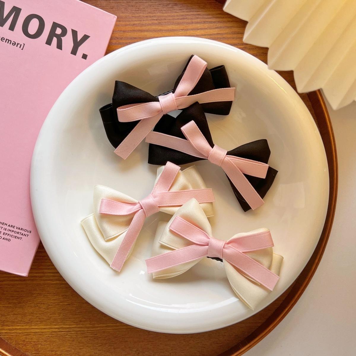 French Sweetheart Bow Hair Clip: Korean Princess Style Double Ponytail Accessory for Girls