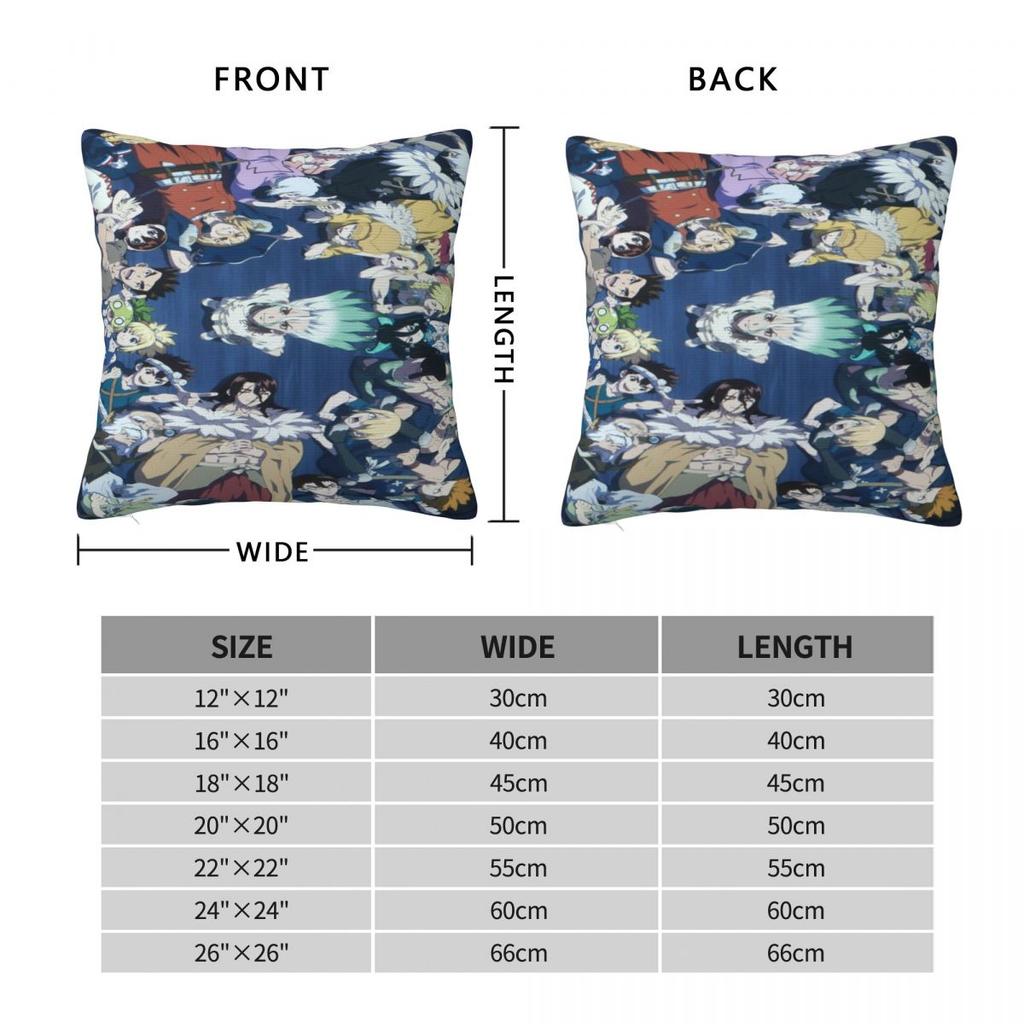 Bed Decor Dr Stones Anime Manga Pillowcases Stuff Pillow Covers Square Multiple Sizes