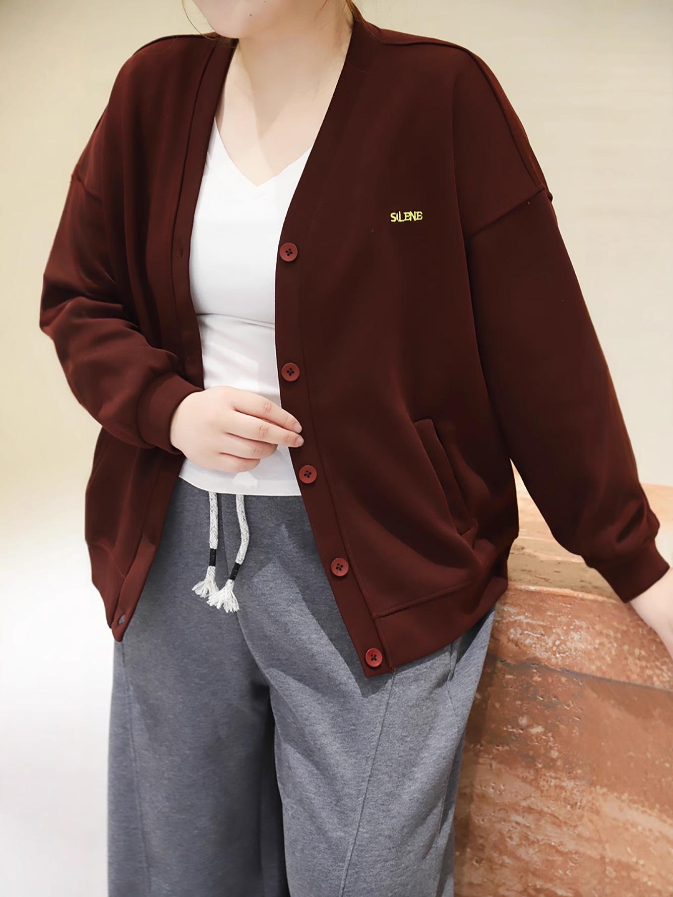 

2025 Autumn Women s Korean Style Plus Size V-neck Cardigan Coat - Casual, Versatile, and Slimming Fashion Top 6XL (suitable for 210-240 jin) красный