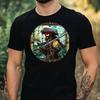 T-Shirt Men Pirate Stained Glass Motif Cotton Size XS To 5XL