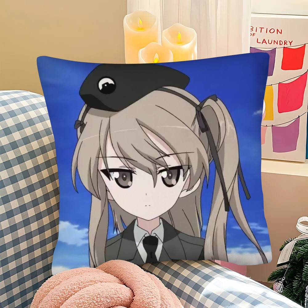 1pc Anime Girls Und Panzer Der Film Pillow Case Fashion Square Pillowcase Bedroom Sofa Room Ins Decoration Leisure