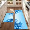 1PC Blue Croal Pattern Kitchen Rug Non-Slip Door Mat Pop Design Bathroom Rug Bath Mat Carpet for Home Sink Laundry Decor