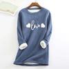 Women's Round Neck  Print Thickened Plush Cashmere Warm Long Top