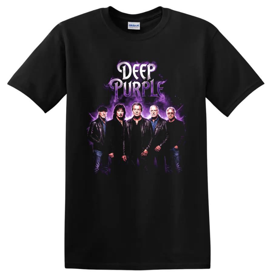 Deep Purple Hard Rock Band Poster T Shirt Purple Smoke Graphic Music Fan Tee