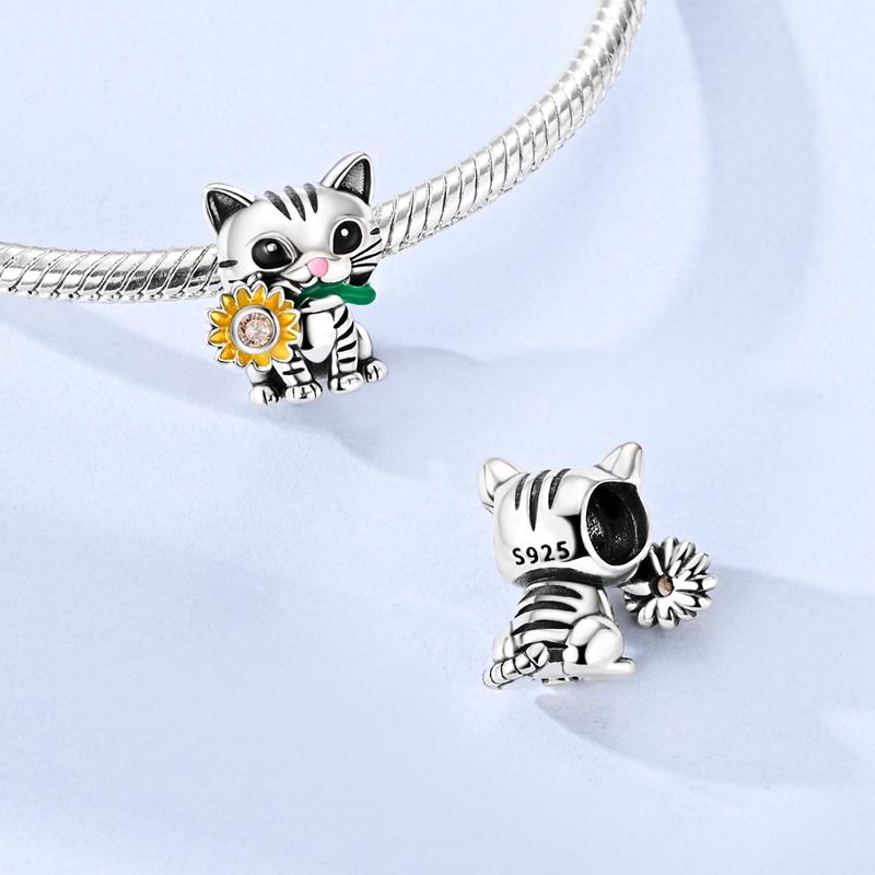 Charms 925 Silver Charms Sunflowers Mushroom Ros Beads Pendant Jewelry Fit Originals 925 Bracelet DIY Woman Gift