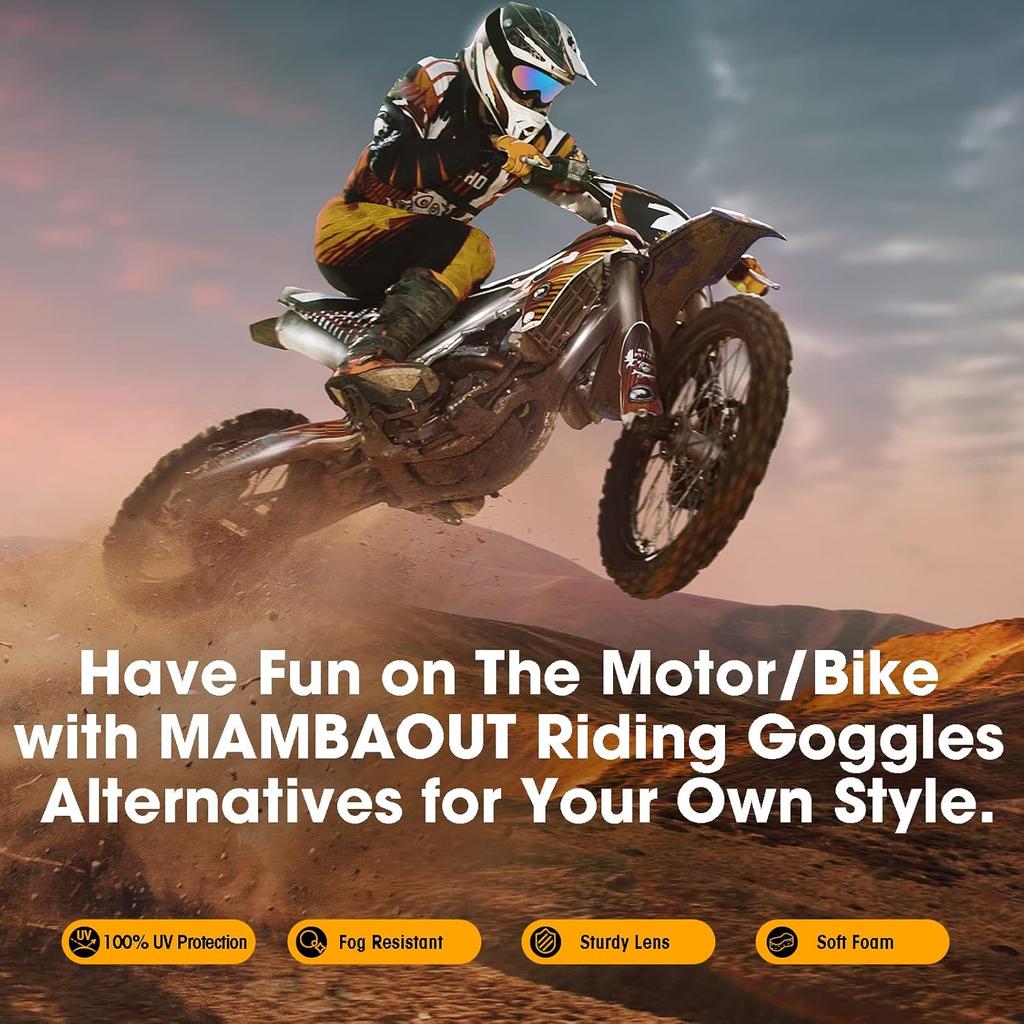 Kids Motorcycle Goggles - 2-Pack Dirt Bike Off-Road Racing Goggles For Boys & Girls