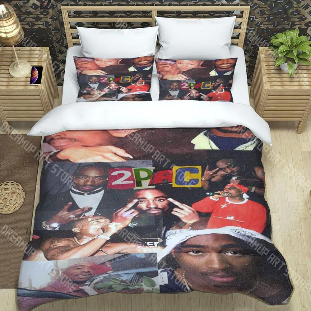 T-Tupac Shakur Fashion Trendy Print Three-piece Set Suitable for Kids or Adults Quilt Cover Pillowcase Bedding Set Birthday Gift