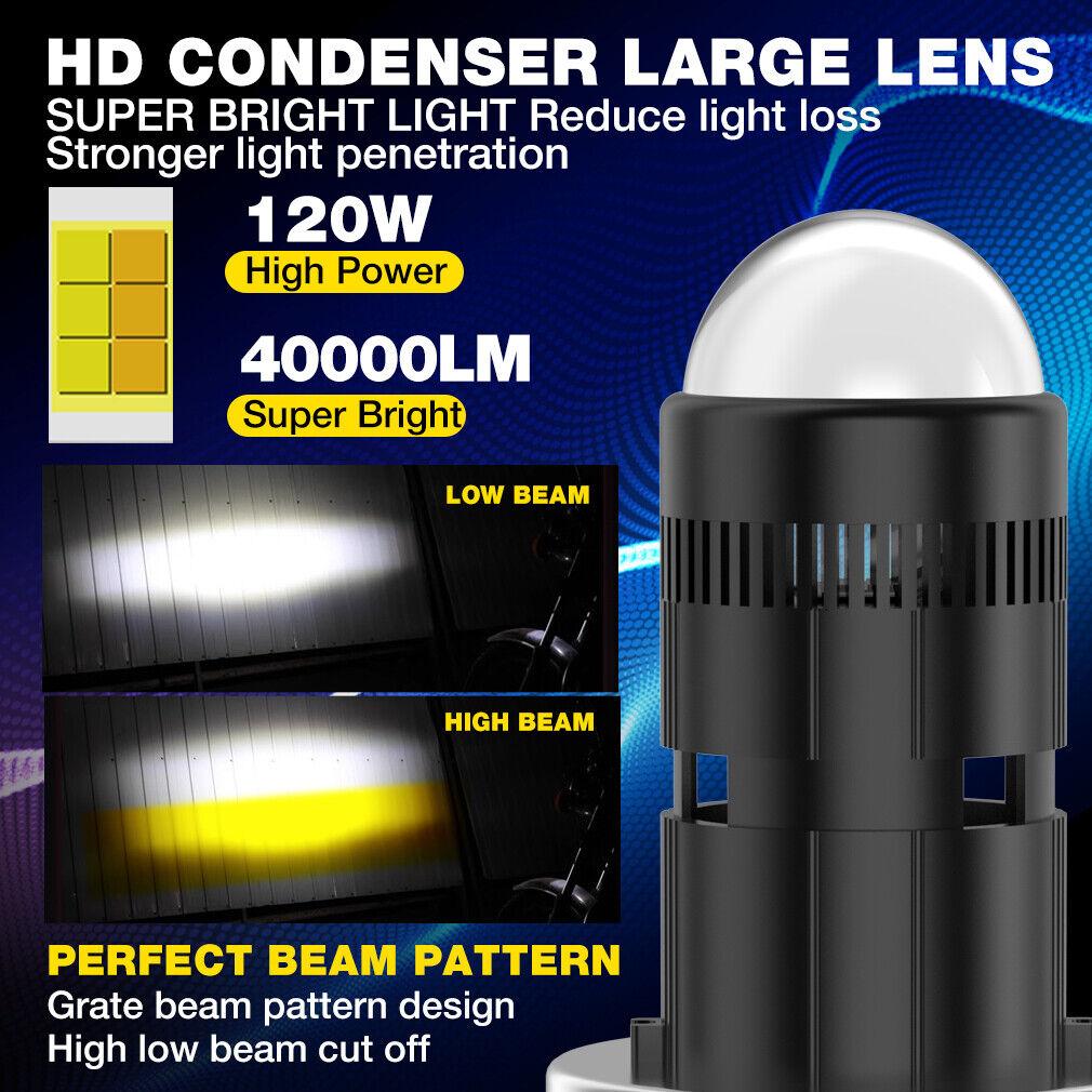 1Pc 360° H4 CSP LED Motorcycle Headlight Projector Lens Bulb Dual Color Hi/Lo Beam Light 40000Lm 120W Scooters Lamp W/ Fan 6000K 3000K White Yellow