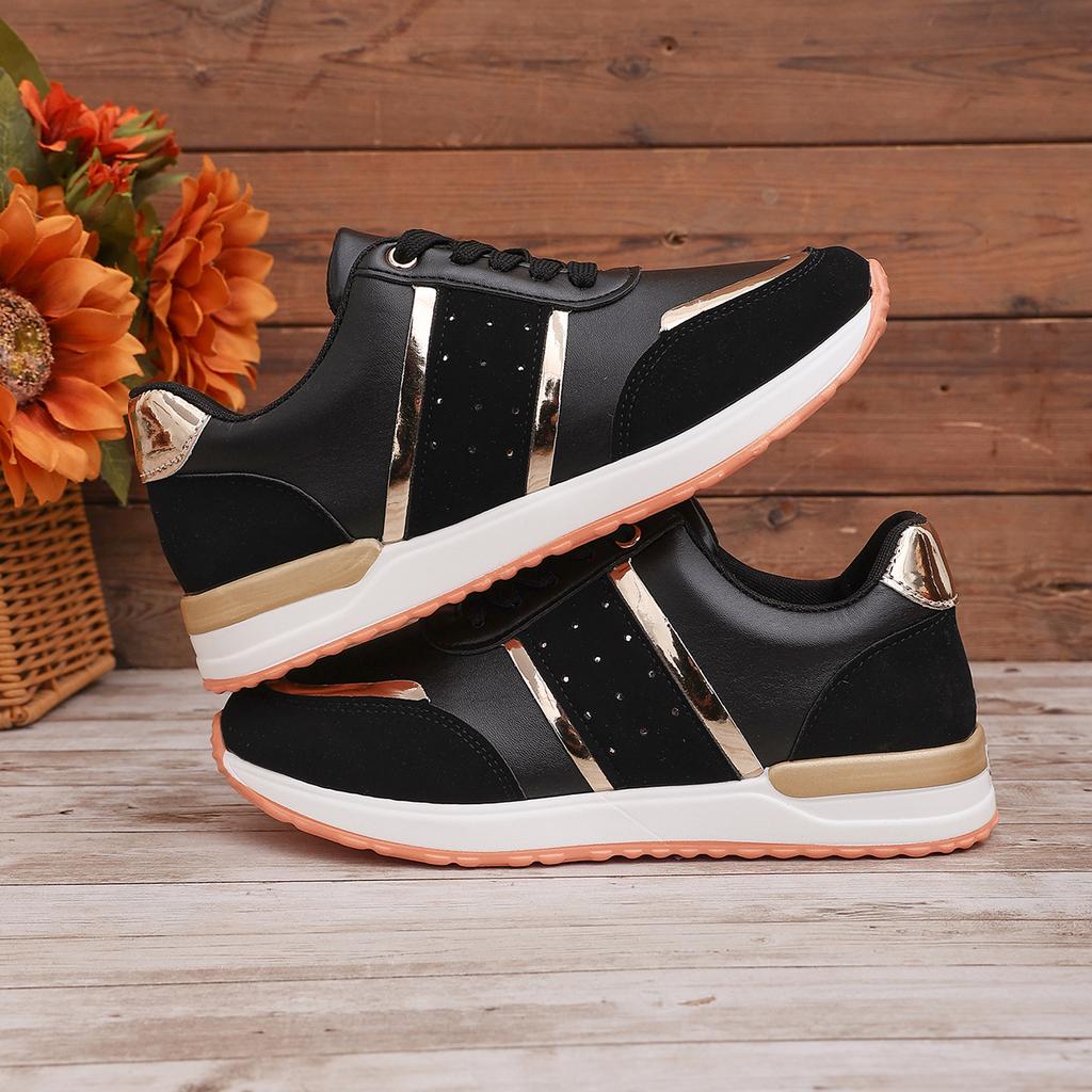Thick-Soled Large-Size Women'S Sports Shoes Spring And Autumn New Color Matching Round Head Lace-Up Dad Shoes Women