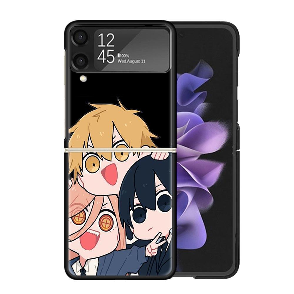 Chainsaw Cartoon Clear Phone Case For Samsung Z Flip 7 6 5 4 3 Galaxy ZFlip7 ZFlip6 ZFlip5 ZFlip4 ZFlip3 5G Print Cover Coque Z