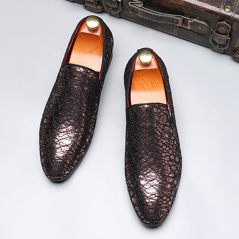 

1586 Loafers pointed plus size fashion men s loafers one-pedal beanie shoes 2025 48 червоний