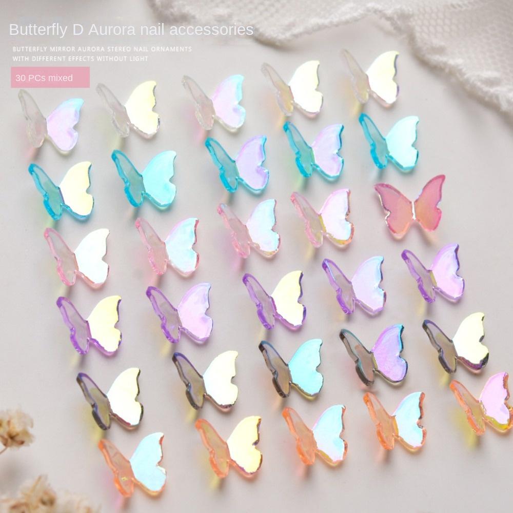 Symphony 3D Nail Jewelry Manicure Accessories Aurora Nail Rhinestones Butterfly Nail Decorations