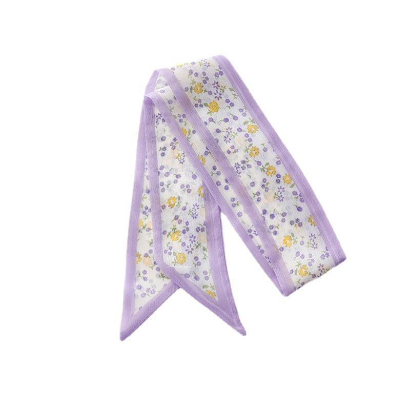 Retro Purple Silk Skarf Hijab Head Girl Luxury Silk Square Plaid Scarf Women Satin Neck Hair Tie Band Soft Work Neckerchife