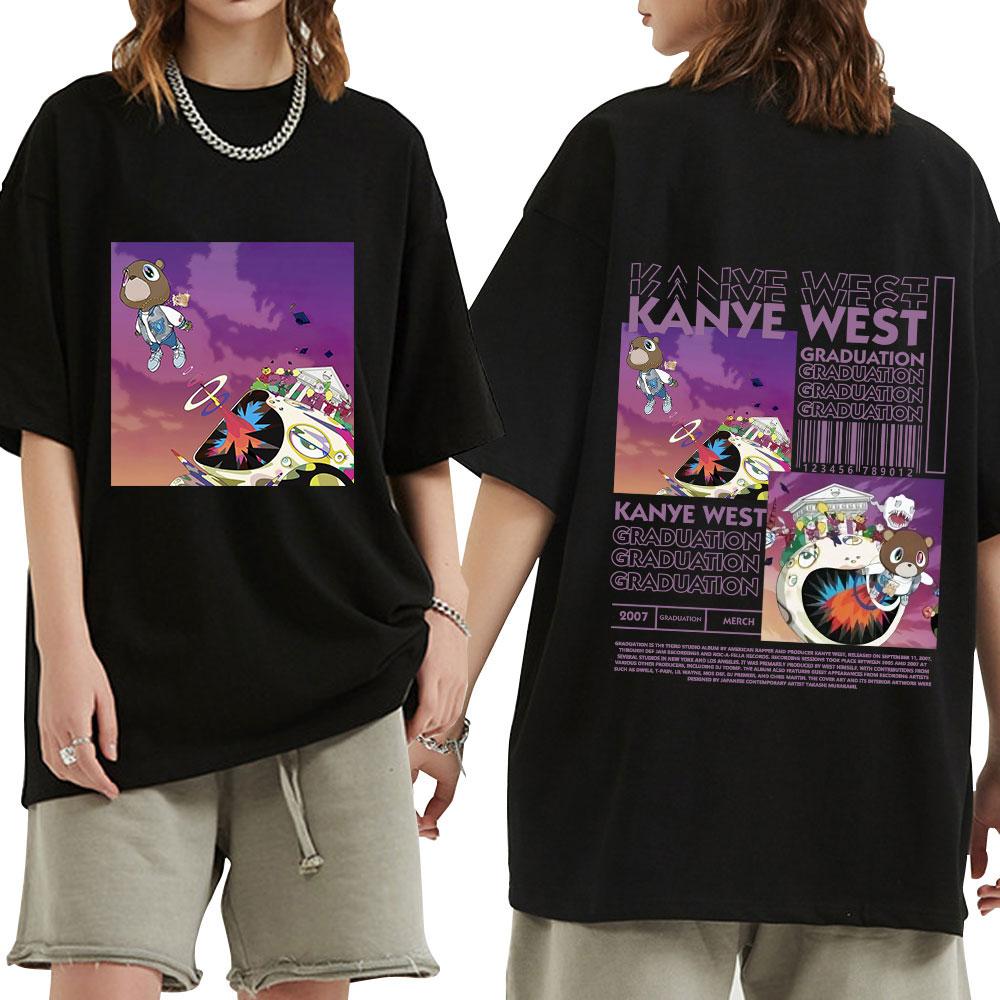 Rapper Kanye West Graduation T Shirt Unisex Hip Hop Vintage Short Sleeve Tshirt Casual Cotton Oversized T Shirts Streetwear Unisex