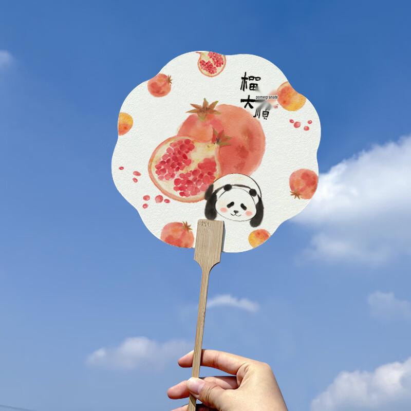 Набор круглых вееров Qingxi Yilin с ручной росписью «Фруктовый Панда» (5 упаковок)
