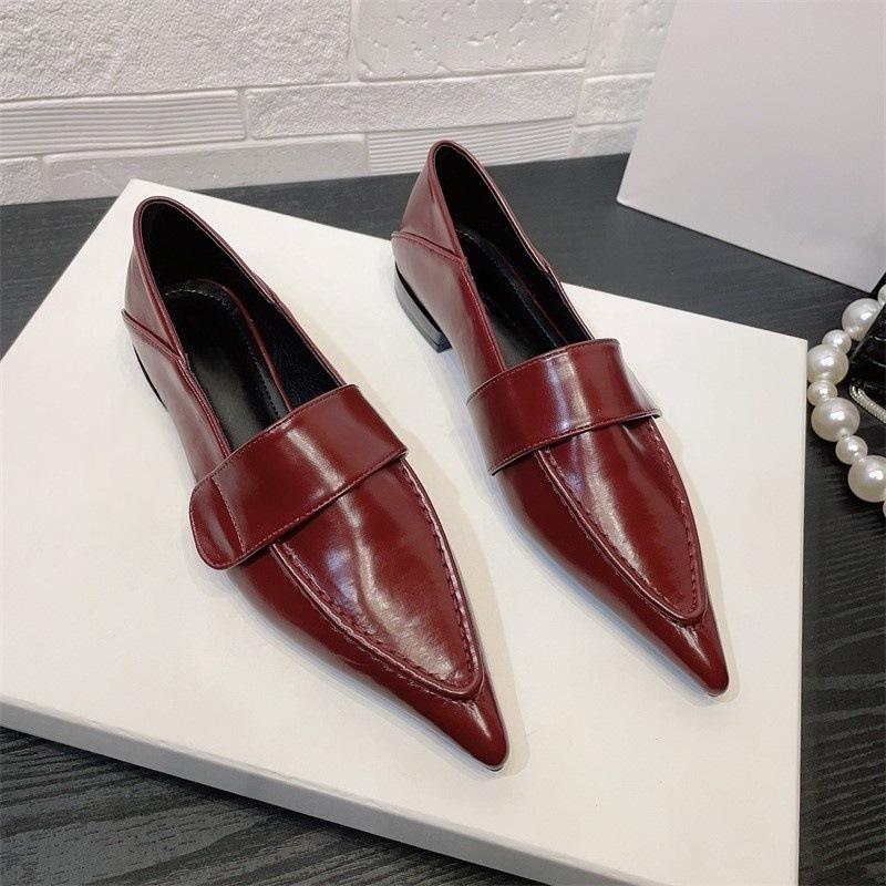 2025 Spring and Autumn New European and American Style Pointed Toe Single Shoes Women's Low Heel Niche Design Velcro Commuter Professional Women's 