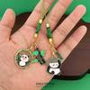 Chinese Style Panda & Bamboo Woven Keychain & Phone Lanyard Set
