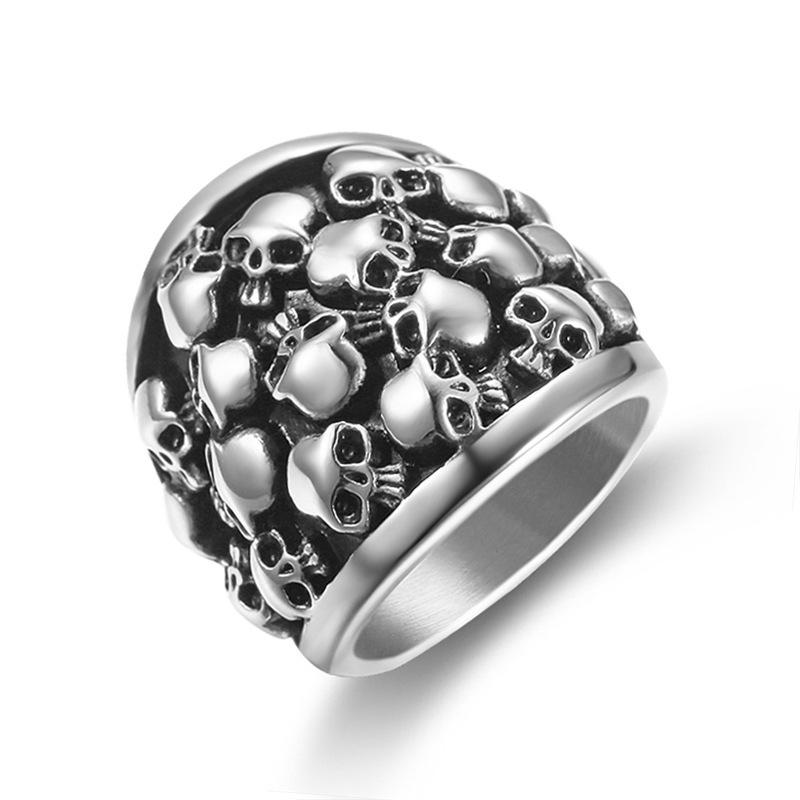 Men's Trendy Stainless Steel Skull Ring - Multi-Ghost Design