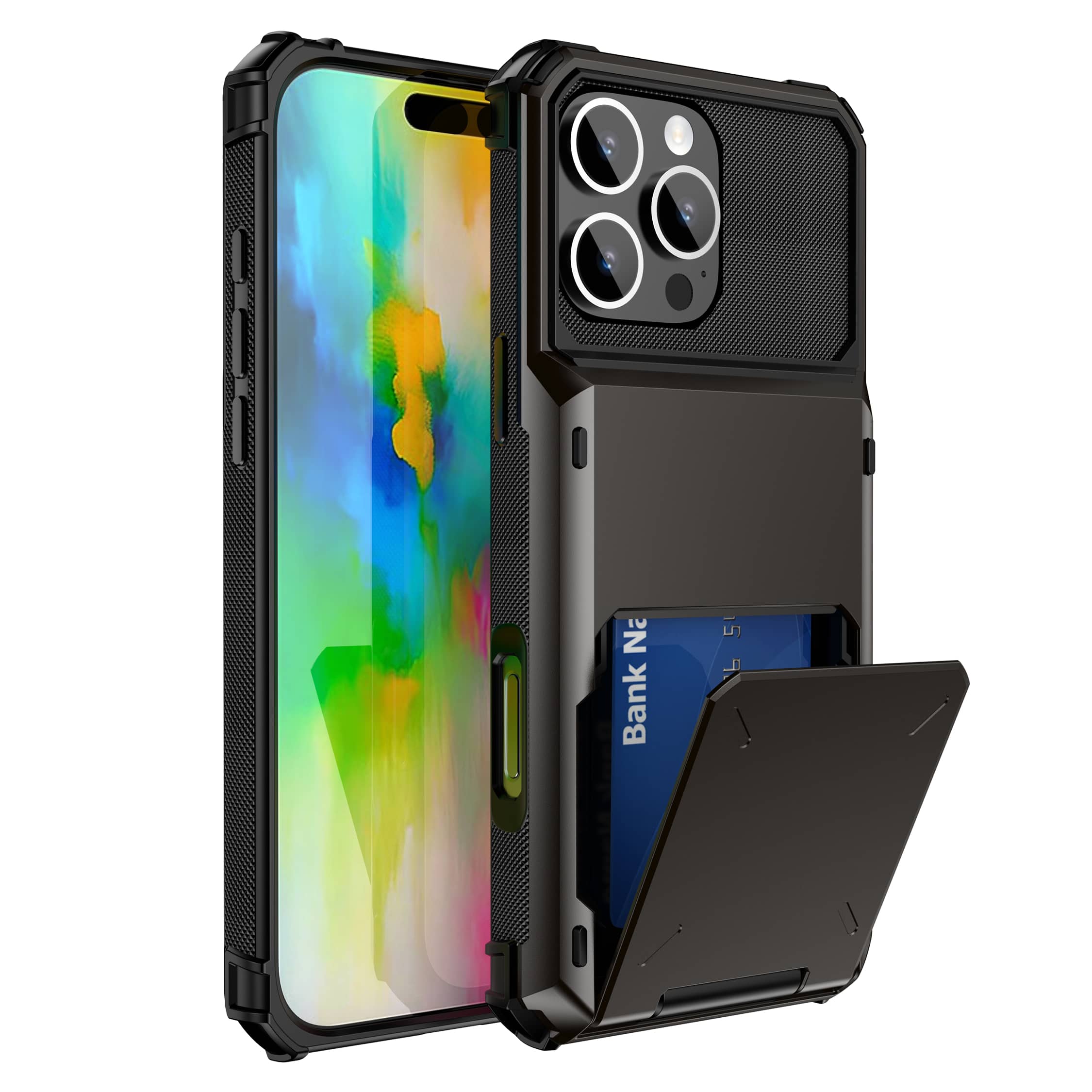 Card Slots Wallet Case For iPhone 17 16 Pro Max 16e iPhone Air Cover Shockproof with Slide Armor Wallet Card Slots Holder for iPhone 16 чёрный