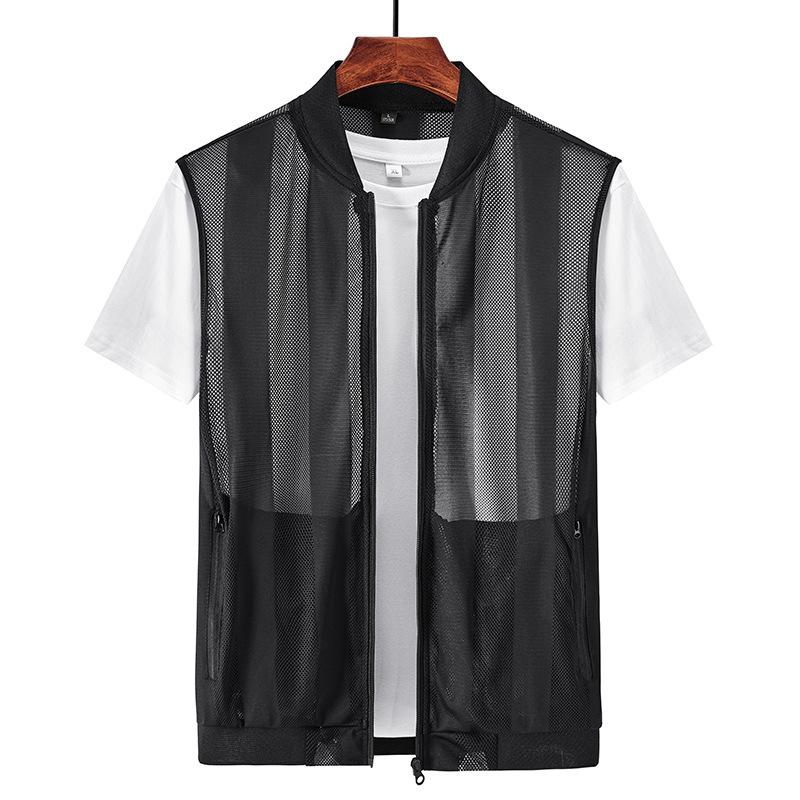 

Men s Vest Zipper Pocket Solid Color Vest Hiking Fishing Photography Casual Vests 5XL чорний